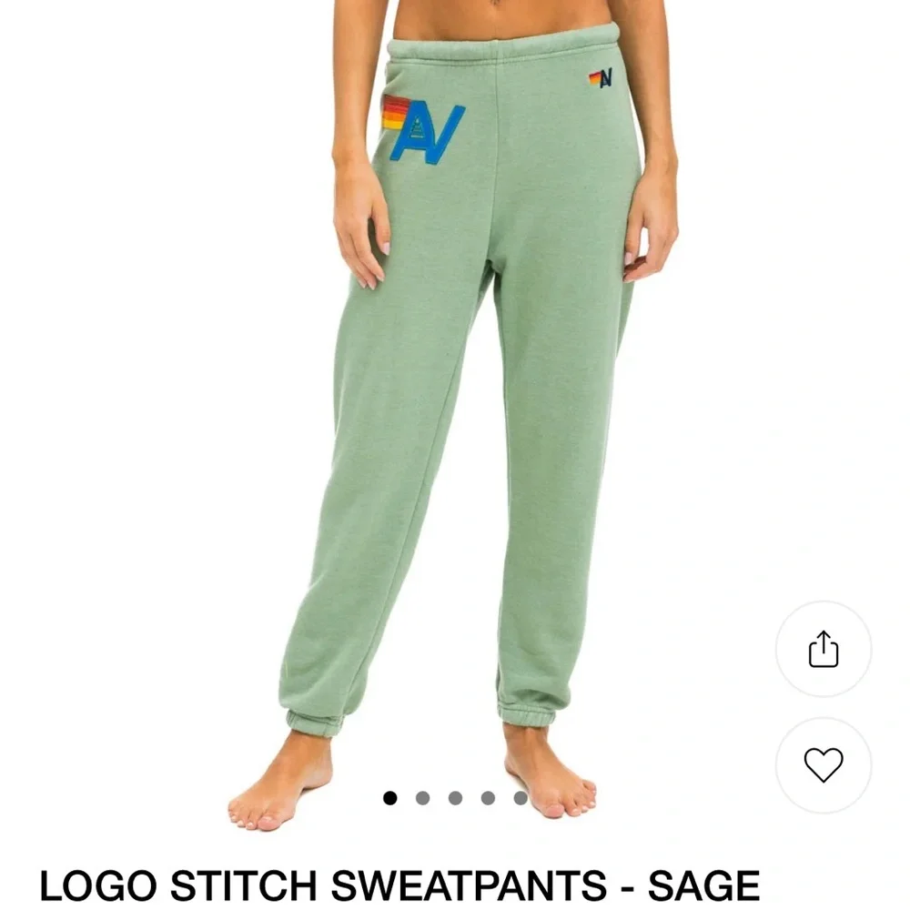 Aviator Nation set  logo Stitch Relaxed hoodie and sweatpants in Sage - Picture 10 of 10